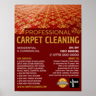 Red Carpet, Carpet Cleaner, Cleaning Service Poster
