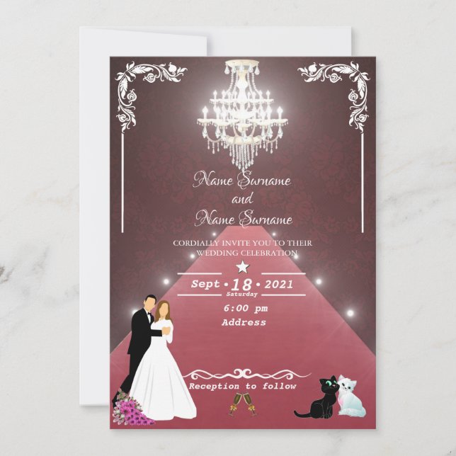 Red carpet-chandelier invitation (Front)