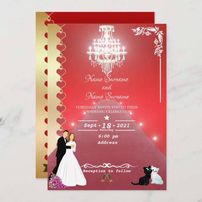 Red Carpet-chandelier Invitation (Front/Back)