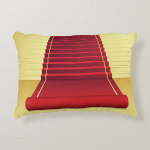 Red Carpet Elegance: Vintage Background. Decorative Cushion