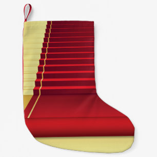 Red Carpet Elegance: Vintage Background. Small Christmas Stocking