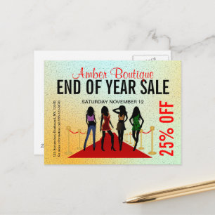 Red Carpet Fashion Models Boutique Sale Promotion Postcard