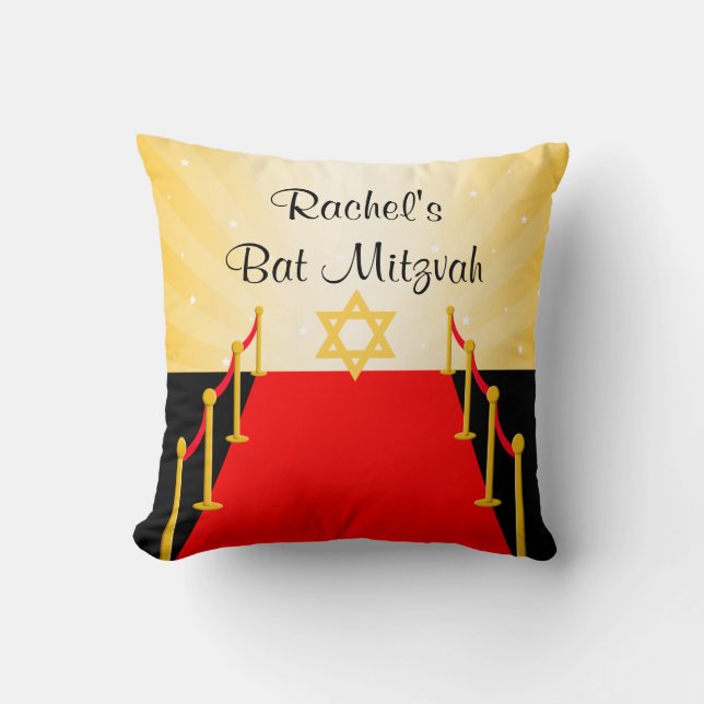 Red Carpet Hollywood Bat Mitzvah Cushion (Front)