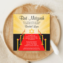 Red Carpet Hollywood Bat Mitzvah Invitations
