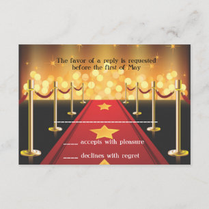 Red Carpet Hollywood Bat Mitzvah  RSVP Card
