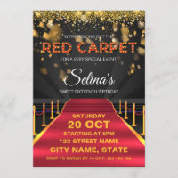 Red Carpet Hollywood Birthday Party Invitation