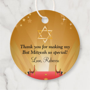 Red Carpet Hollywood Star Bat Mitzvah Thank You Favour Tags
