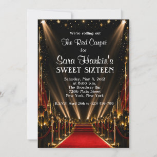 Red Carpet Hollywood Sweet 16 Birthday Invitation