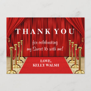 Red Carpet Hollywood Sweet 16 Thank You Note