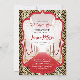 Red Carpet Leopard Birthday Invitation