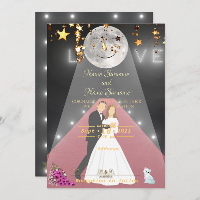 Red Carpet-moonlight Invitation (Front/Back)