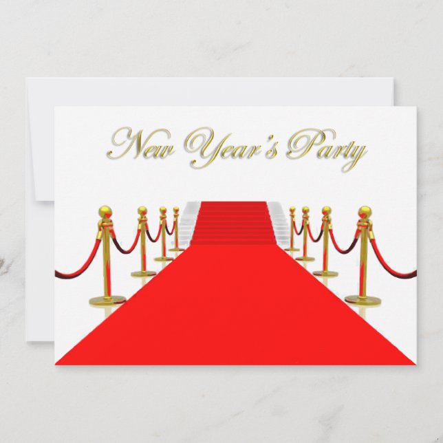 Red Carpet New Year's Party Invitation (Front)