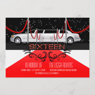 Red Carpet Sweet 16 Party Invitations