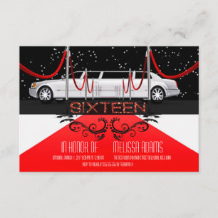 Red Carpet Sweet 16 Party Invitations