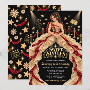 Red Carpet Sweet Sixteen Birthday Invitation