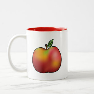Red Cartoon Apple Fruit Illustration Two-Tone Coffee Mug