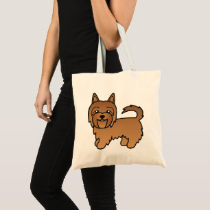 Red Cartoon Australian Terrier Tote Bag