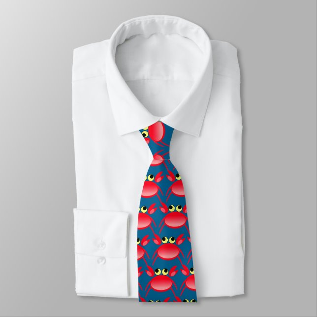 Red Cartoon Crab Tie (Tied)