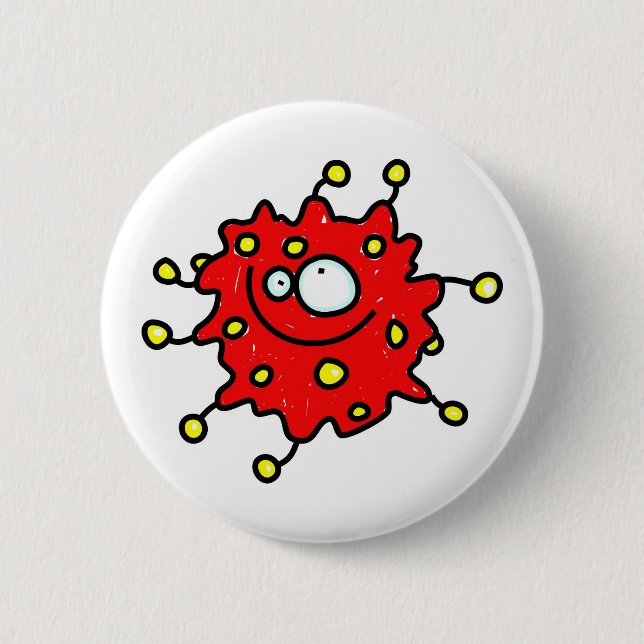 Red Cartoon Germ 6 Cm Round Badge (Front)