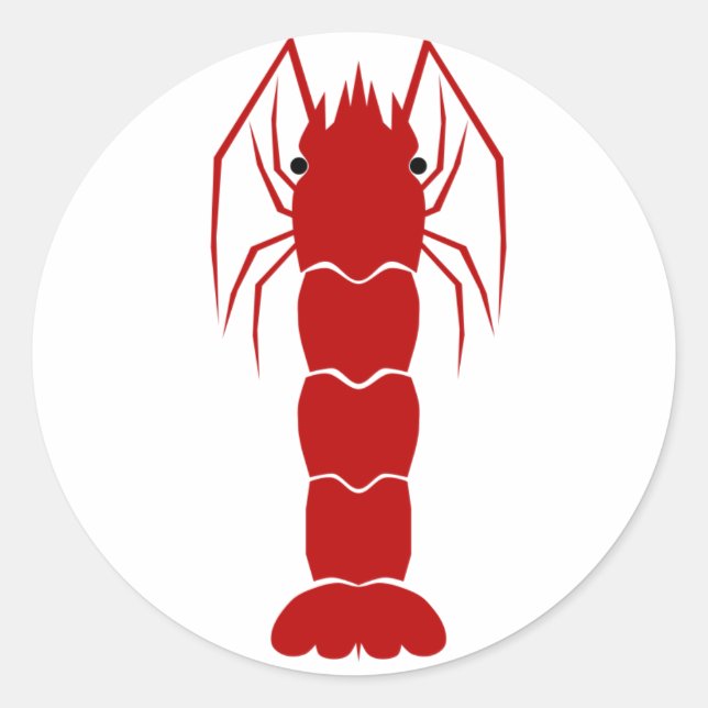 Red Cartoon Shrimp/Prawn Classic Round Sticker (Front)