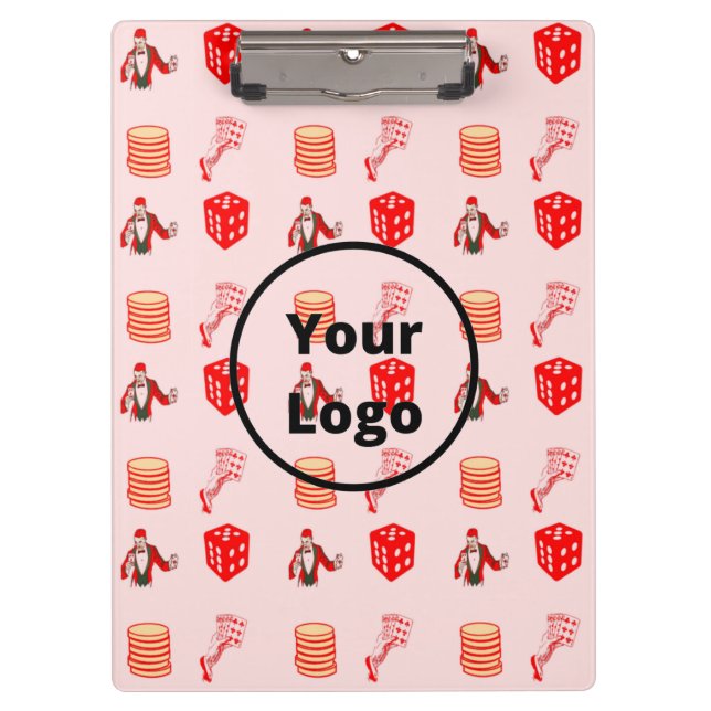 Red casino business pattern clipboard (Front)