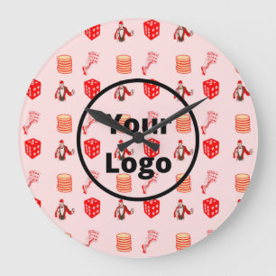 Red casino business pattern large clock