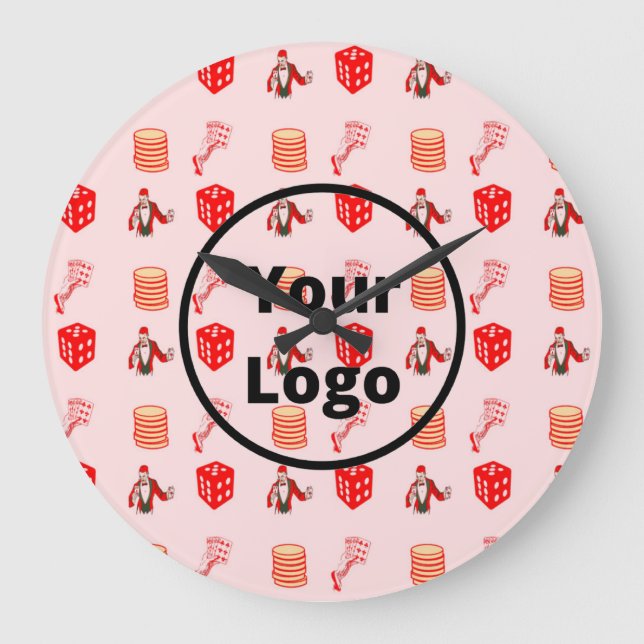 Red casino business pattern large clock (Front)