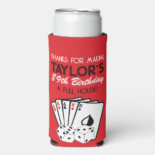 Red Casino Poker Birthday Party Favour Seltzer Can Cooler