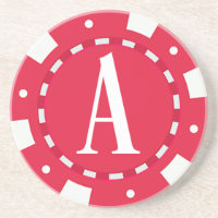 RED CASINO POKER CHIP MONOGRAM INITAL LETTER A