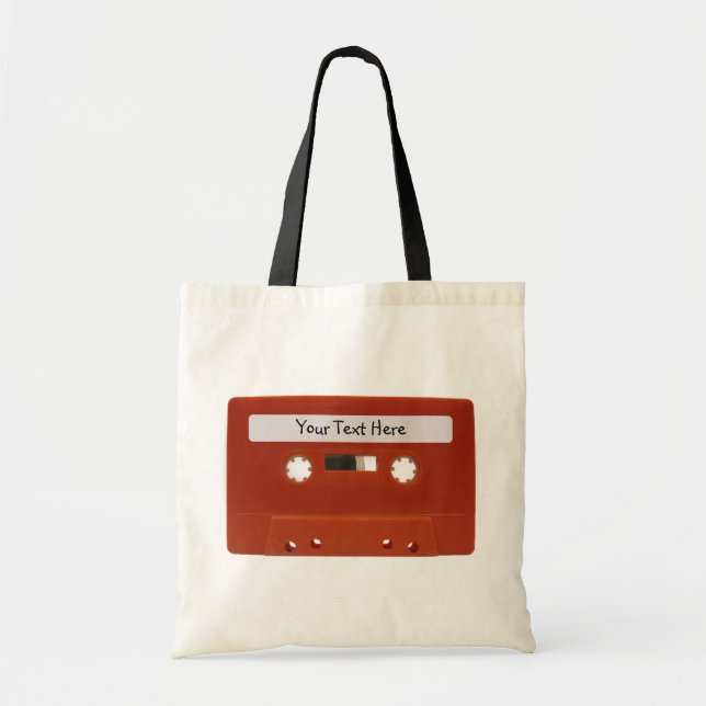 Red Cassette Tape Customisable Canvas Bag (Front)
