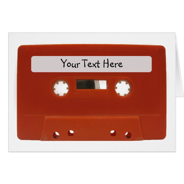 Red Cassette Tape Customisable Card (Front Horizontal)