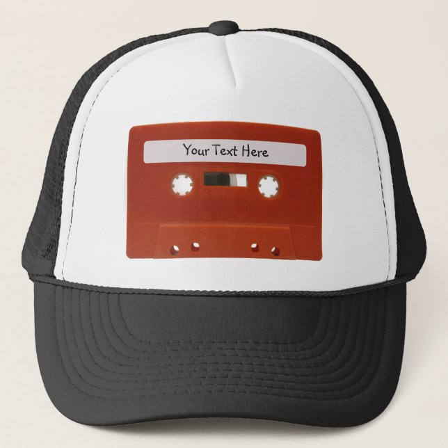 Red Cassette Tape Customisable Hat (Front)