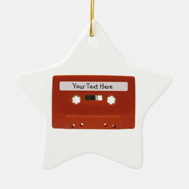 Red Cassette Tape Customisable Ornament (Front)