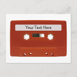 Red Cassette Tape Customisable Postcard