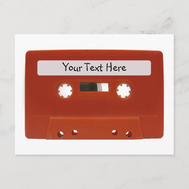 Red Cassette Tape Customisable Postcard (Front)