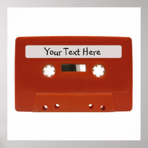 Red Cassette Tape Customisable Poster