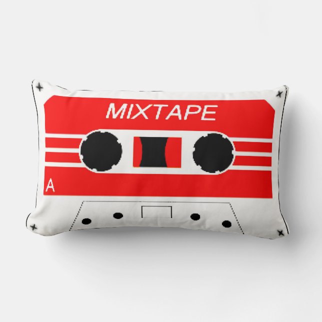 Red Cassette Tape Lumbar Cushion (Front)