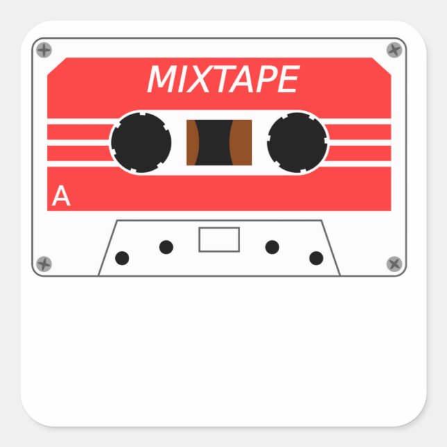 Red Cassette Tape Square Sticker (Front)