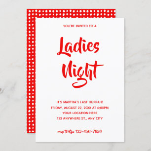 Red Casual Script   Ladies Night Bridal Shower Invitation