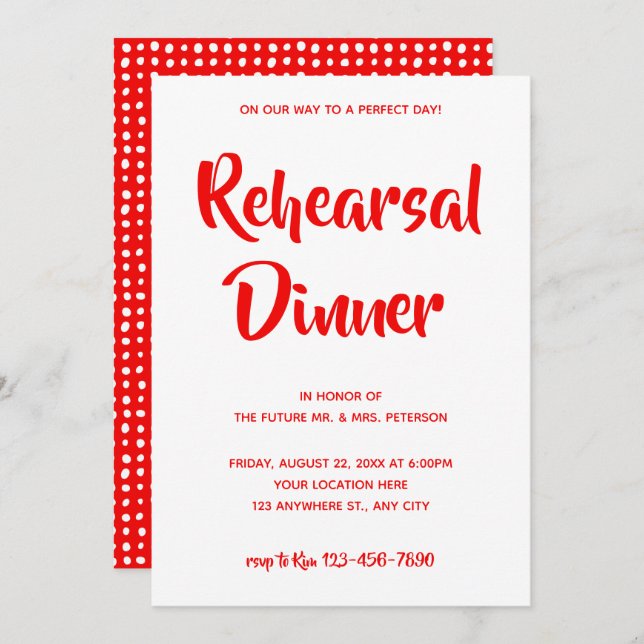 Red Casual Script | Rehearsal Dinner Invitation (Front/Back)