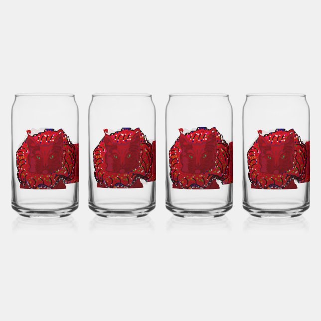 Red Cat Humour Can Glass (Front)