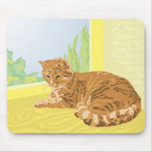 red cat mouse pad