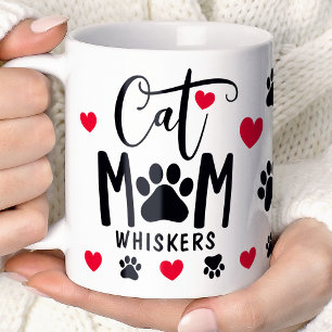 Red Cat Mum Pawprint Personalised Pet Photo  Coffee Mug