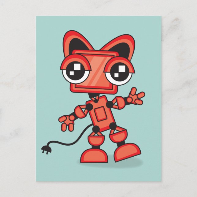 Red Cat Robot Postcard (Front)