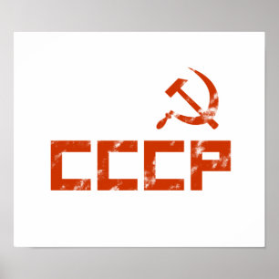 Red CCCP Hammer and Sickle Poster
