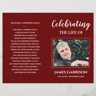 Red Celebration of Life Funeral Program