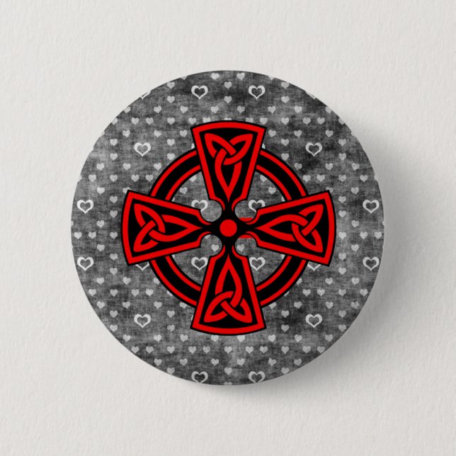 Red Celtic Cross Distressed Background 6 Cm Round Badge (Front)