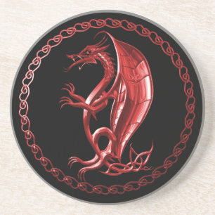 Red Celtic Dragon Coaster