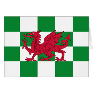 Red Celtic Dragon Flag Chequered Mystical Creature