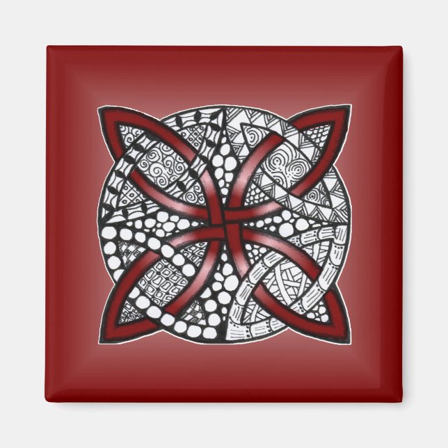 Red Celtic Knot Original Art Magnet (Front)